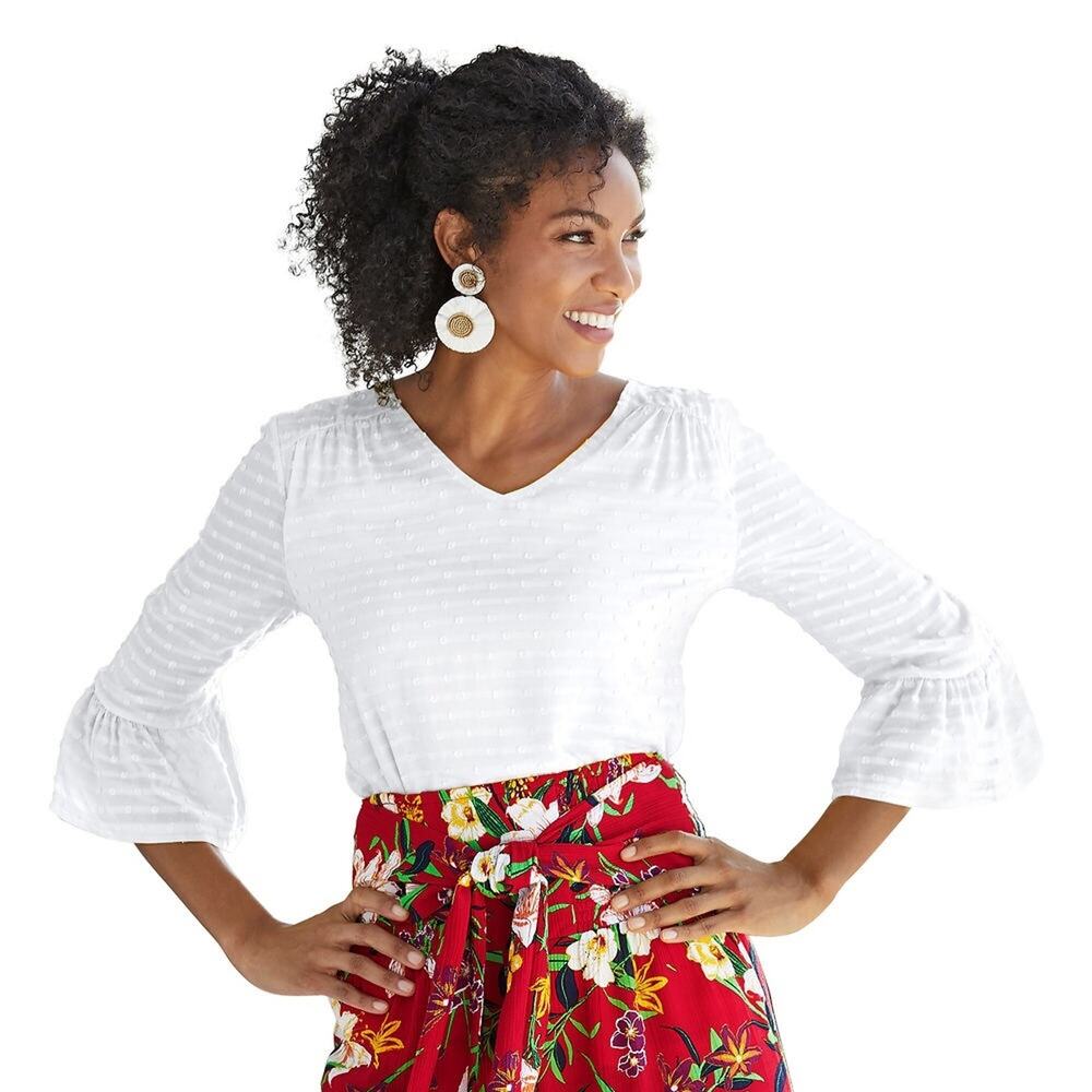 Masseys Knit Back Flutter Sleeved Top